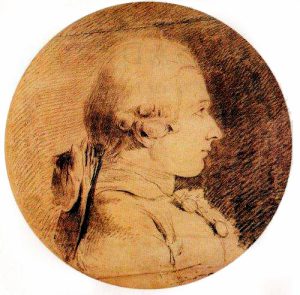 A drawing of Marquis de Sade's profile.