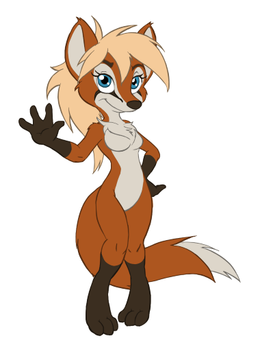 A drawing of a female fox furry.